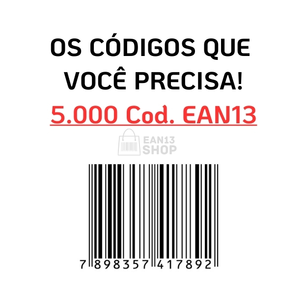 5.000 Códigos EAN13 Para Marketplace - SEM IMAGEM