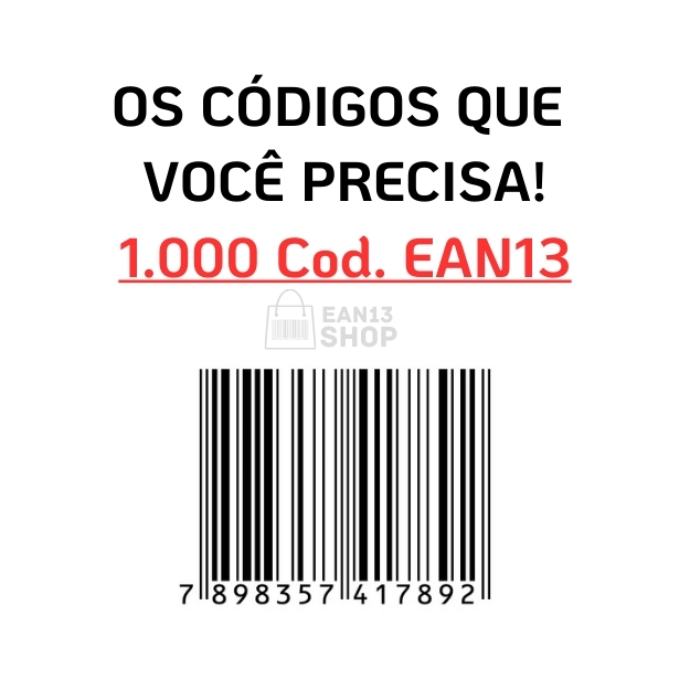1.000 Códigos EAN13 Para Marketplace - COM IMAGEM