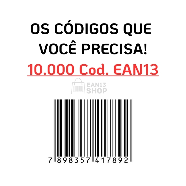 10.000 Códigos EAN13 Para Marketplace - SEM IMAGEM